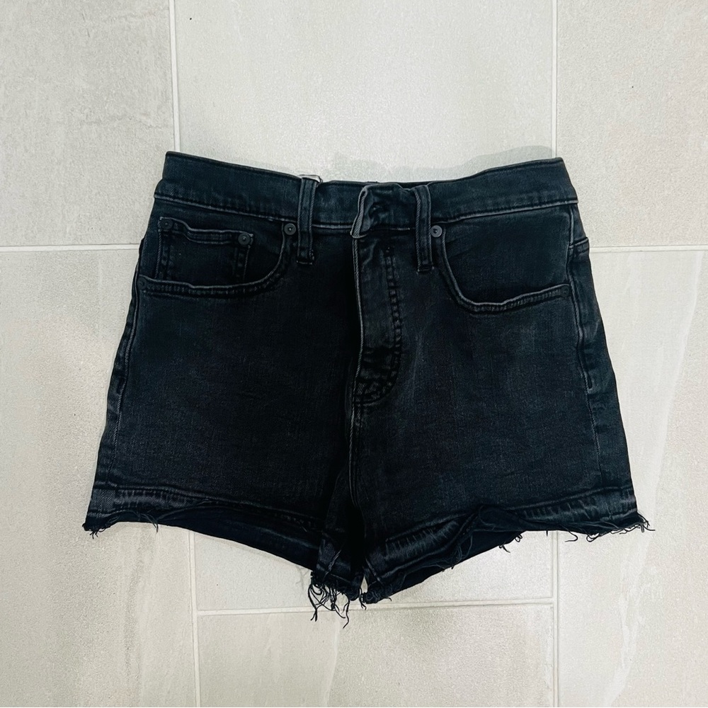 Madewell black distressed hem shorts, size 26. Lightly worn!